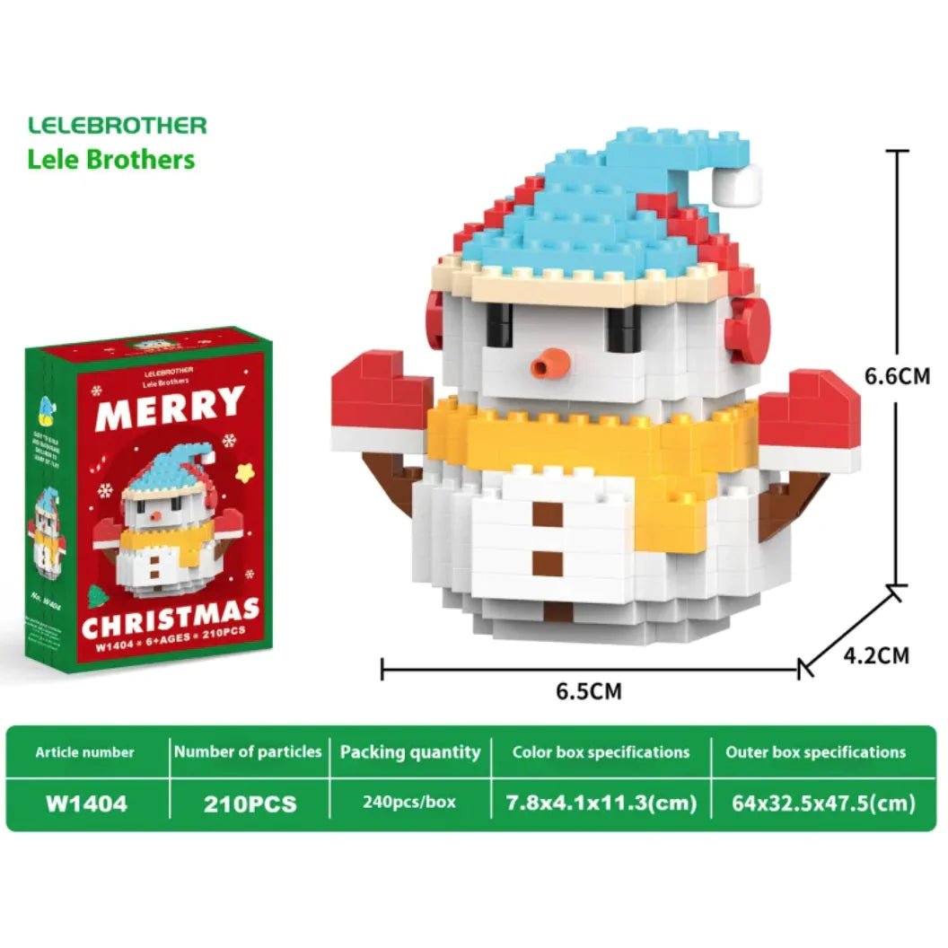 Christmas Snowman Assembly Blocks - Micro Brick Building Set - Whimsical Shoppe