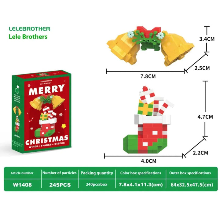 Christmas Snowman Assembly Blocks - Micro Brick Building Set - Whimsical Shoppe