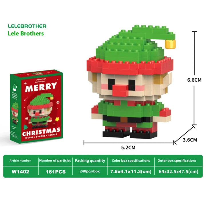 Christmas Snowman Assembly Blocks - Micro Brick Building Set - Whimsical Shoppe