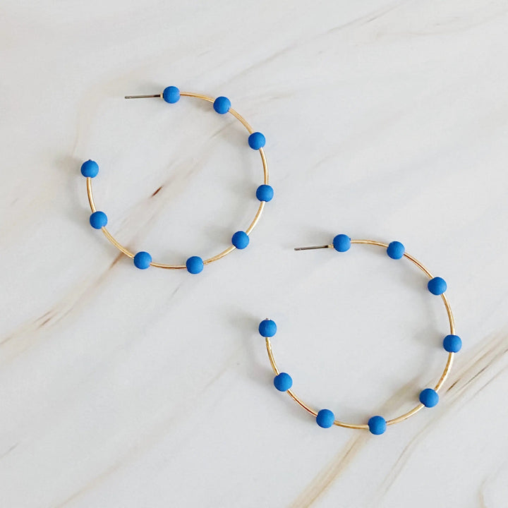 Colorful Beaded Open Hoop Earrings - Gold Tone Finish - Whimsical Shoppe