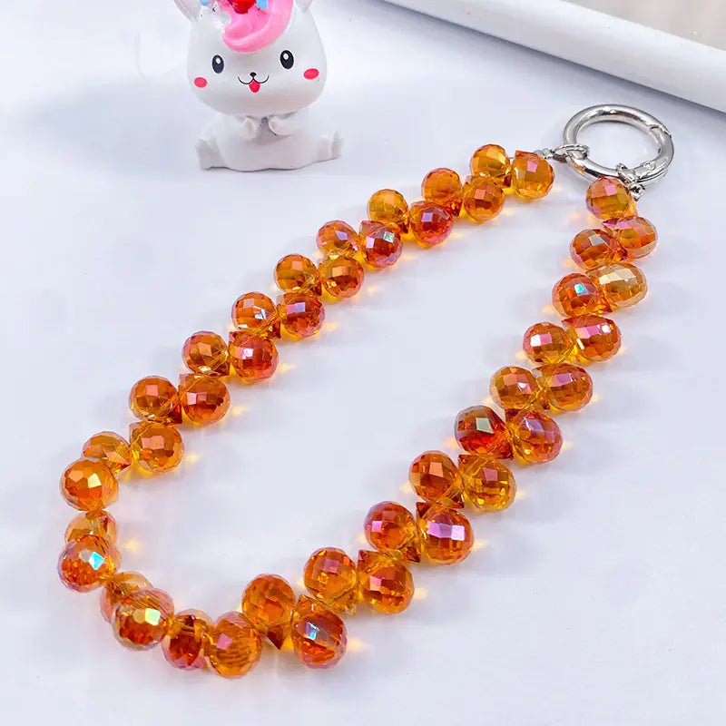 Creative Crystal Phone Chain – Elegant Beaded Strap/Keychain, Steel - Wire Reinforced (≈24–28 cm) - Whimsical Shoppe