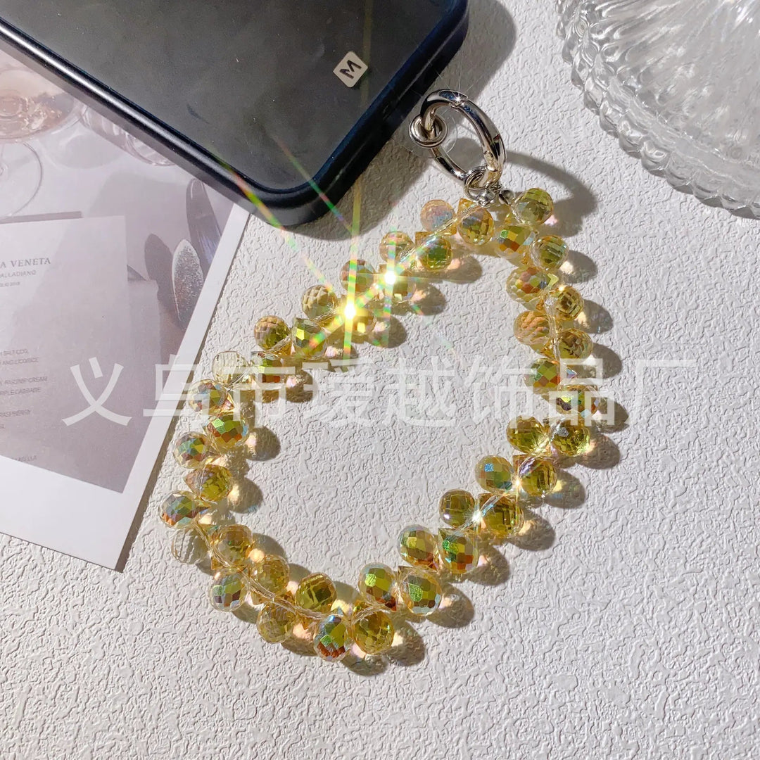 Creative Crystal Phone Chain – Elegant Beaded Strap/Keychain, Steel - Wire Reinforced (≈24–28 cm) - Whimsical Shoppe