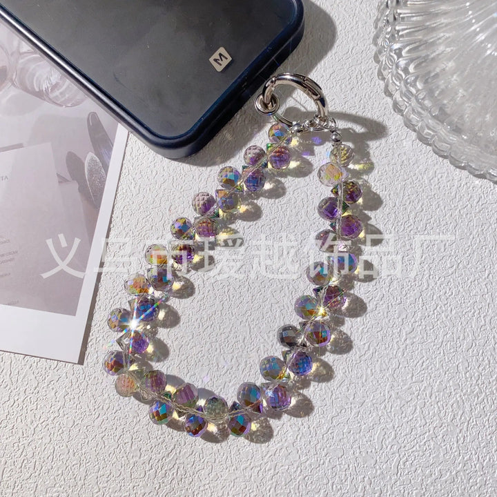 Creative Crystal Phone Chain – Elegant Beaded Strap/Keychain, Steel - Wire Reinforced (≈24–28 cm) - Whimsical Shoppe