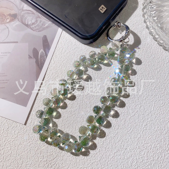 Creative Crystal Phone Chain – Elegant Beaded Strap/Keychain, Steel - Wire Reinforced (≈24–28 cm) - Whimsical Shoppe