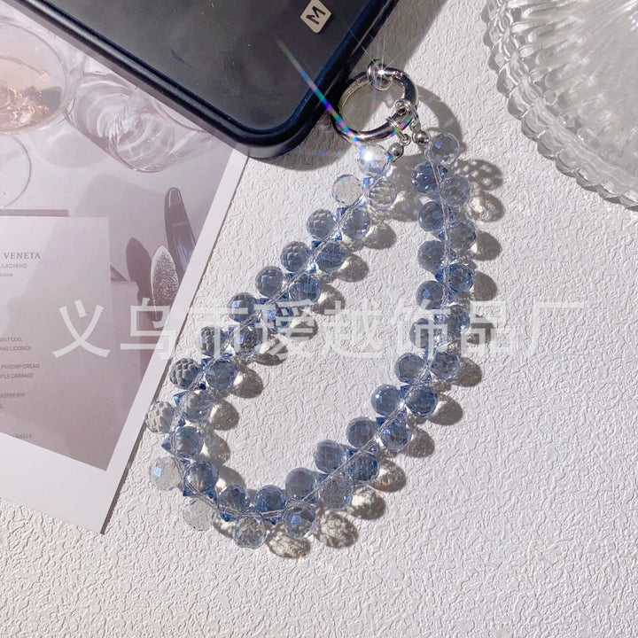 Creative Crystal Phone Chain – Elegant Beaded Strap/Keychain, Steel - Wire Reinforced (≈24–28 cm) - Whimsical Shoppe