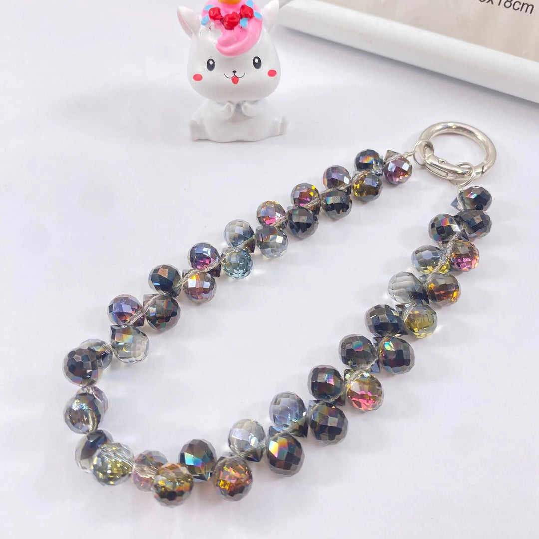 Creative Crystal Phone Chain – Elegant Beaded Strap/Keychain, Steel - Wire Reinforced (≈24–28 cm) - Whimsical Shoppe