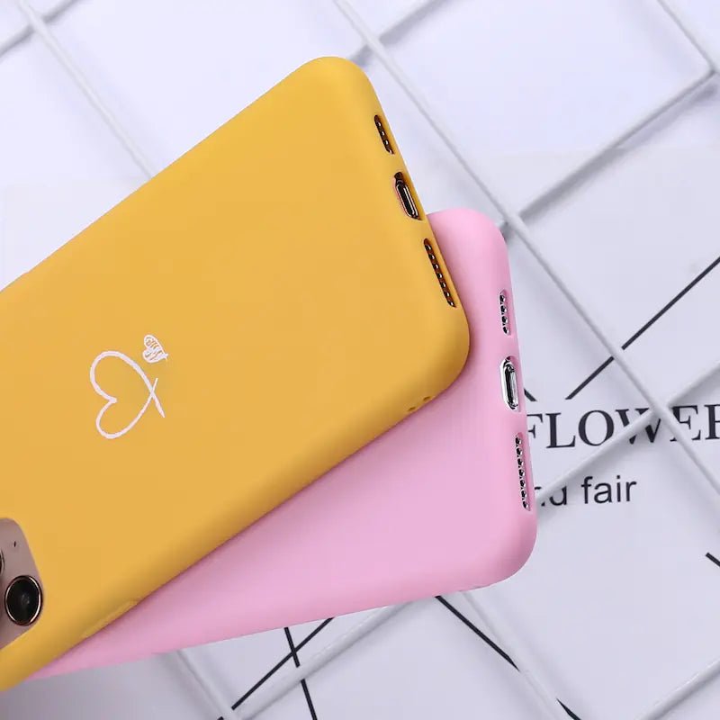 Creative Love Heart Phone Case for iPhone 11 Pro Max – Soft TPU Back Cover, Candy Colors (Pink/Black/Blue/Yellow) - Whimsical Shoppe