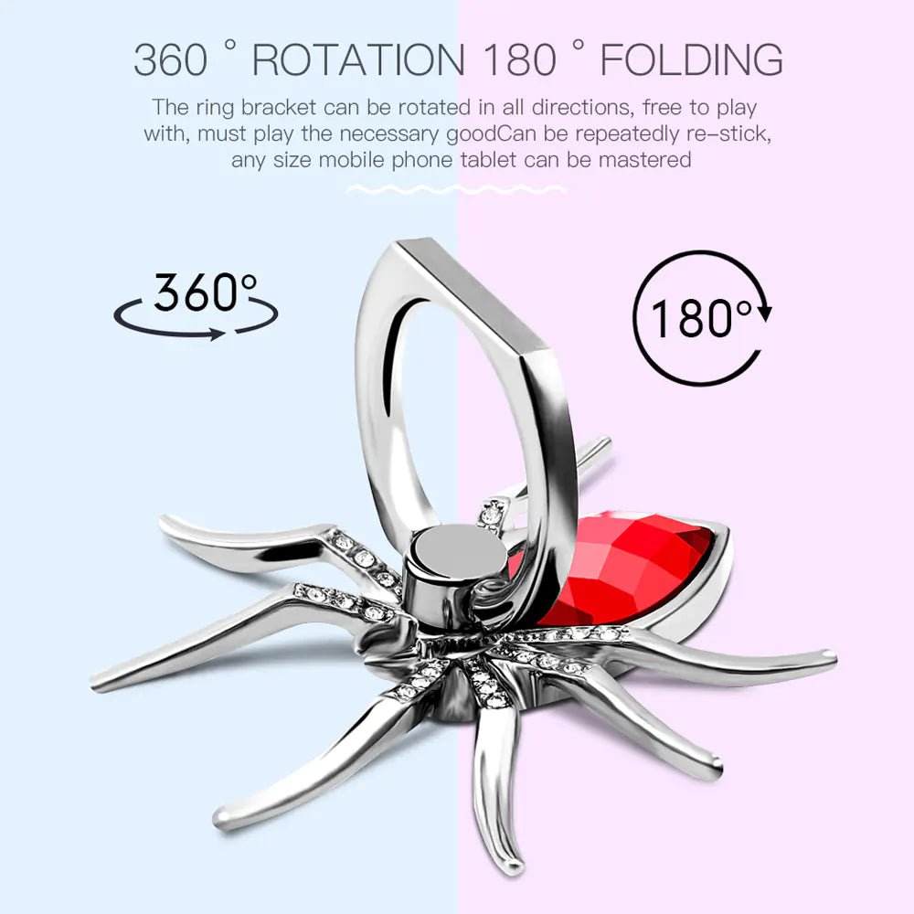 Creative Spider Ring Phone Holder – Metal Rhinestone Stand & Secure Grip (Red/Green/Blue/Purple/Pink) - Whimsical Shoppe
