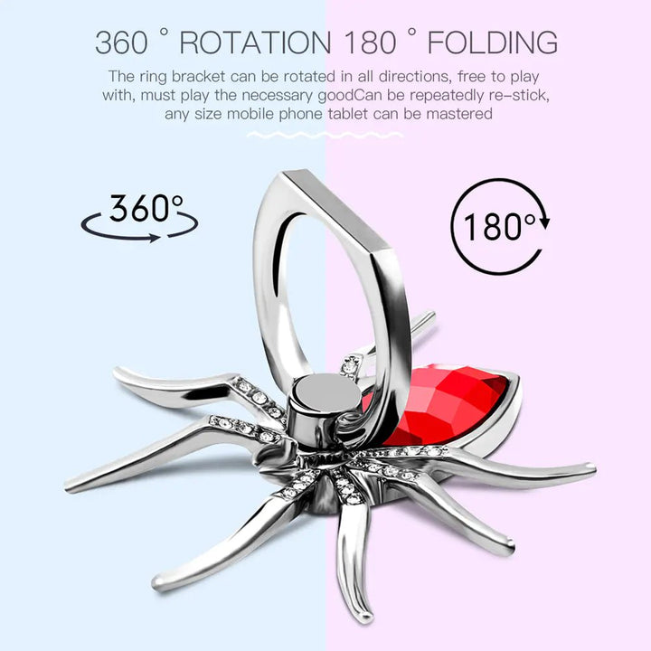 Creative Spider Ring Phone Holder – Metal Rhinestone Stand & Secure Grip (Red/Green/Blue/Purple/Pink) - Whimsical Shoppe