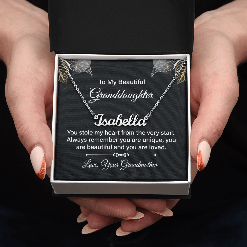 Custom Name Necklace - For Granddaughter From Grandmother - Whimsical Shoppe