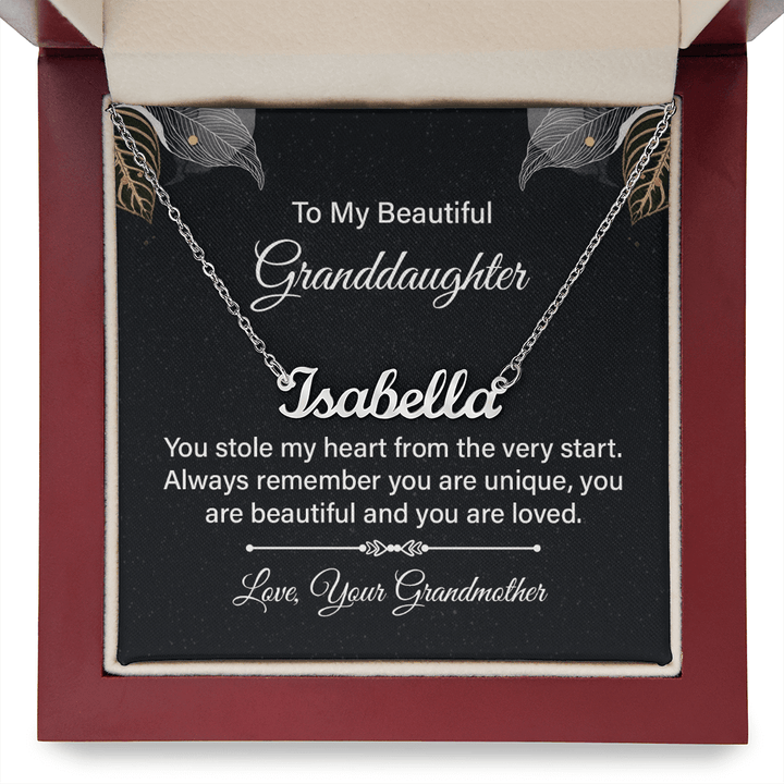 Custom Name Necklace - For Granddaughter From Grandmother - Whimsical Shoppe