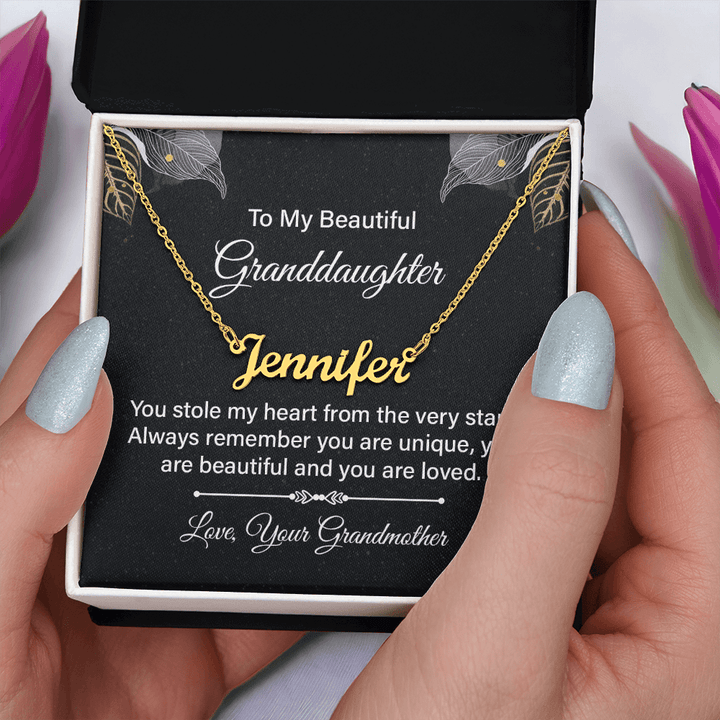 Custom Name Necklace - For Granddaughter From Grandmother - Whimsical Shoppe