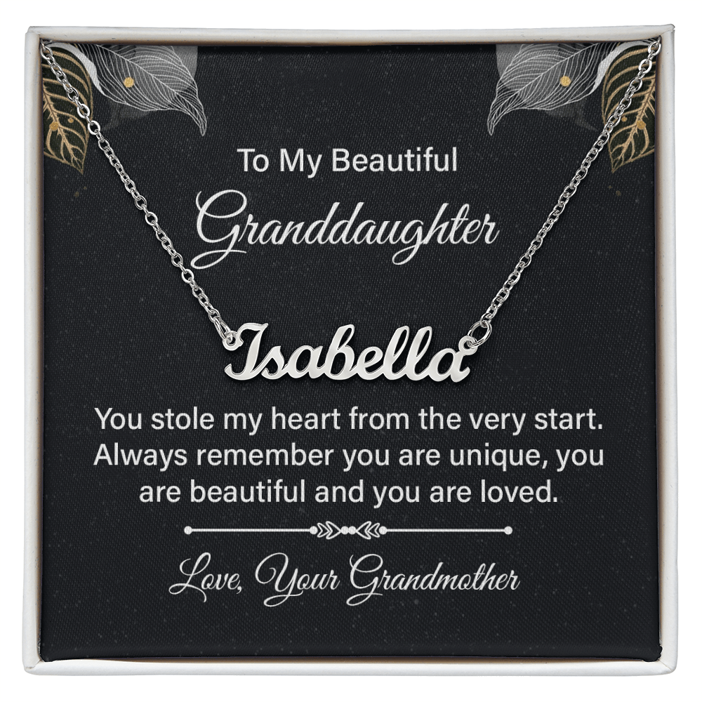 Custom Name Necklace - For Granddaughter From Grandmother - Whimsical Shoppe