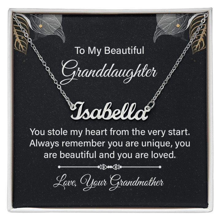 Custom Name Necklace - For Granddaughter From Grandmother - Whimsical Shoppe