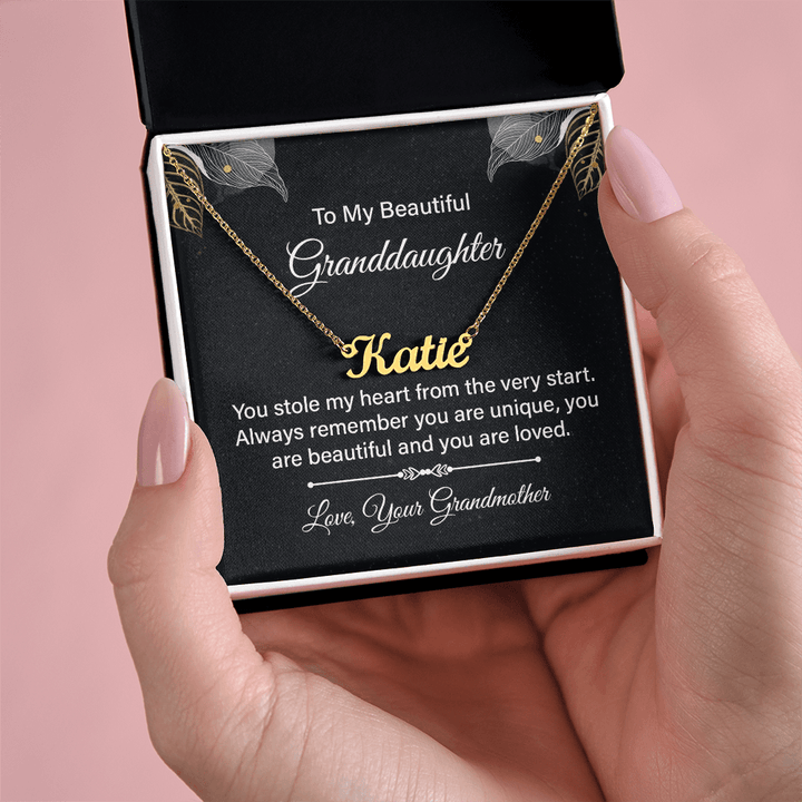 Custom Name Necklace - For Granddaughter From Grandmother - Whimsical Shoppe