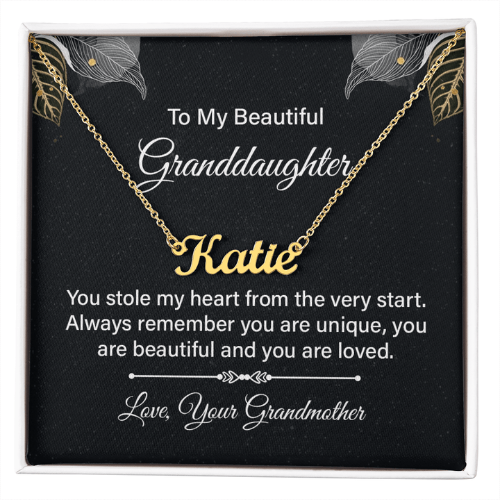 Custom Name Necklace - For Granddaughter From Grandmother - Whimsical Shoppe