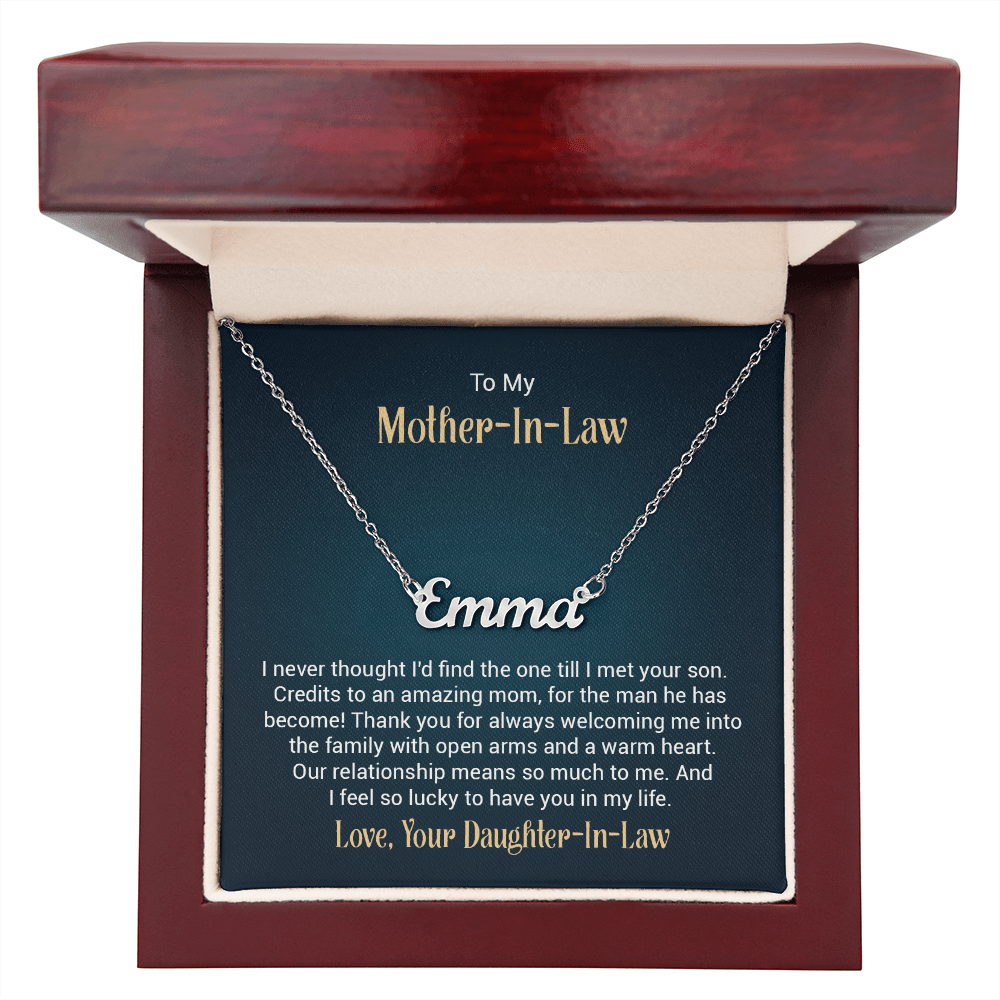 Custom Name Necklace – For Mother - in - Law | Personalized Script Pendant (Stainless or 18K Gold), 16–18" Adjustable - Whimsical Shoppe