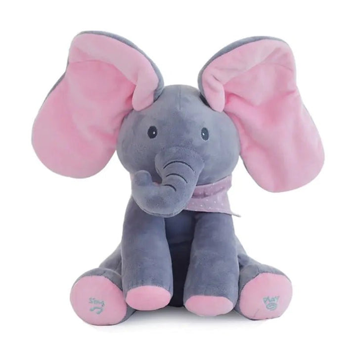 Customizable Musical Plush Elephant for Kids – 12" Singing Peek - A - Boo Toy (PP Cotton, 3×AA) - Whimsical Shoppe