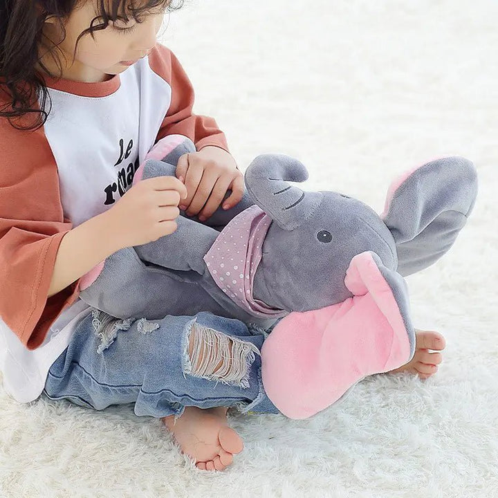 Customizable Musical Plush Elephant for Kids – 12" Singing Peek - A - Boo Toy (PP Cotton, 3×AA) - Whimsical Shoppe
