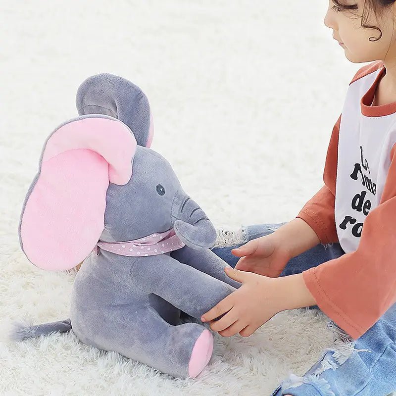 Customizable Musical Plush Elephant for Kids – 12" Singing Peek - A - Boo Toy (PP Cotton, 3×AA) - Whimsical Shoppe