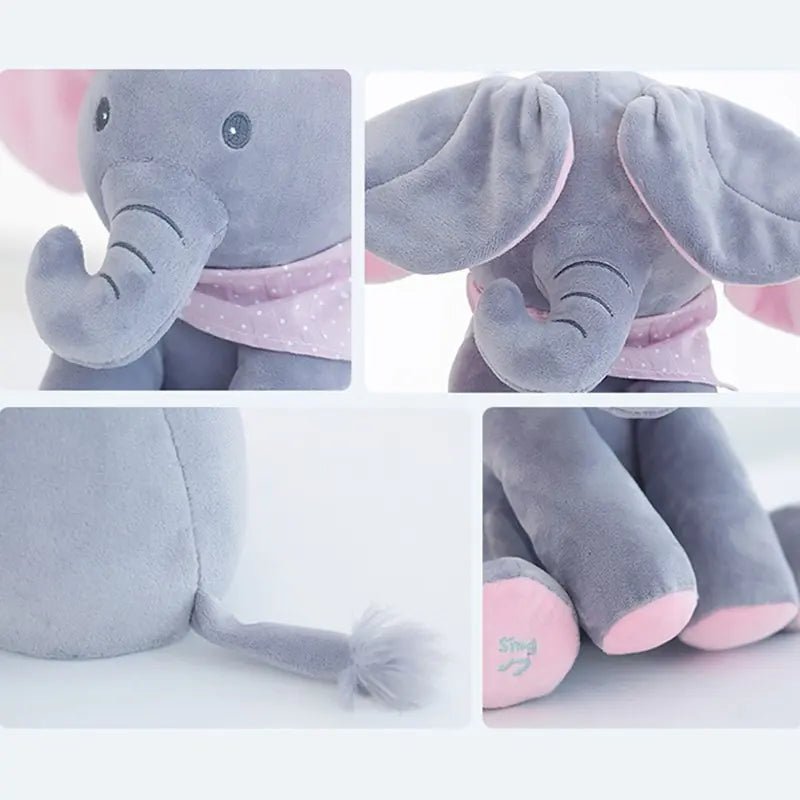 Customizable Musical Plush Elephant for Kids – 12" Singing Peek - A - Boo Toy (PP Cotton, 3×AA) - Whimsical Shoppe