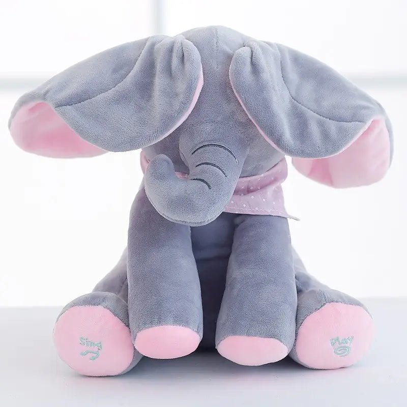 Customizable Musical Plush Elephant for Kids – 12" Singing Peek - A - Boo Toy (PP Cotton, 3×AA) - Whimsical Shoppe