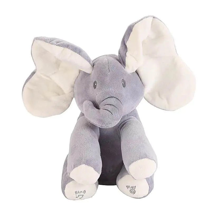 Customizable Musical Plush Elephant for Kids – 12" Singing Peek - A - Boo Toy (PP Cotton, 3×AA) - Whimsical Shoppe