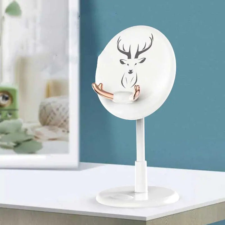 Cute Deer Lazy Phone Holder – Adjustable Stand for iPad & Tablets (White/Pink/Grey), Portable 80g - Whimsical Shoppe
