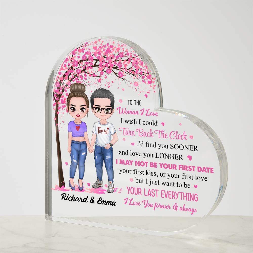 Personalized Valentine Heart Acrylic Plaque – Custom Couple Name & Clipart Romantic Gift for Girlfriend, Wife or Partner
