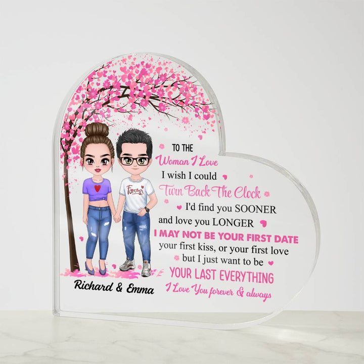 Personalized Valentine Heart Acrylic Plaque – Custom Couple Name & Clipart Romantic Gift for Girlfriend, Wife or Partner