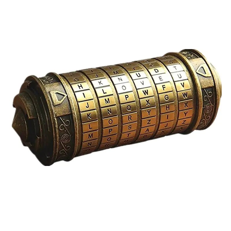Da Vinci Code Lock – Bronze Password Cryptex | Copper & Metal Art Gift for Birthdays - Whimsical Shoppe