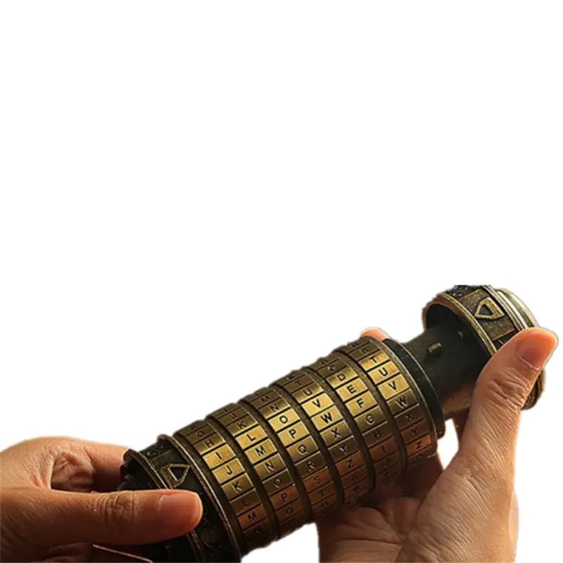 Da Vinci Code Lock – Bronze Password Cryptex | Copper & Metal Art Gift for Birthdays - Whimsical Shoppe