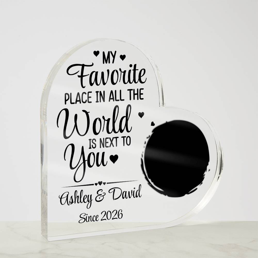 Personalized Heart Acrylic Plaque with Photo – Custom Couple Names Romantic Love Gift, Anniversary or Wedding Keepsake Decor