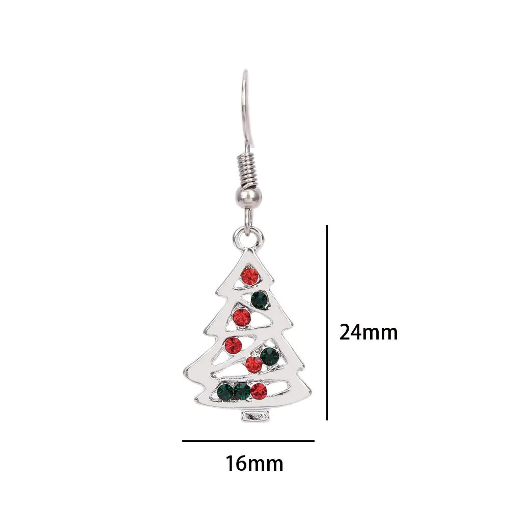 Dazzling Christmas Tree Earrings with Red & Clear Crystals - Whimsical Shoppe