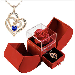 Christmas Jewelry Box Necklace Set with Soap Flowers & Card