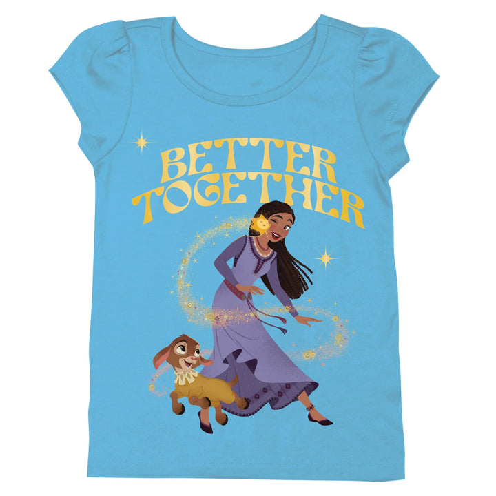 Disney Girls Wish Movie Asha Star T-Shirt - Hi - Lo, Turquoise (4T) - Whimsical Shoppe