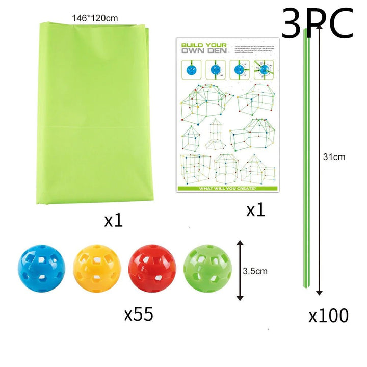 DIY Bead Tent Fort Building Kit – Creative Construction Toy for Kids (Ages 5+), Build Tents, Castles & Rocket Forts - Whimsical Shoppe