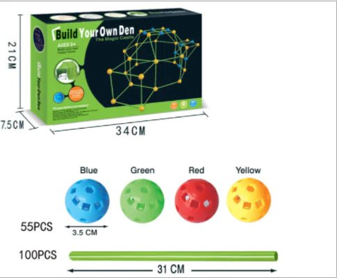 DIY Bead Tent Fort Building Kit – Creative Construction Toy for Kids (Ages 5+), Build Tents, Castles & Rocket Forts - Whimsical Shoppe