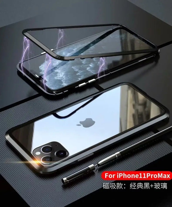Double - Sided Glass Magnetic Phone Case for iPhone – Tempered Glass + Metal Frame, Privacy Anti - Peep - Whimsical Shoppe