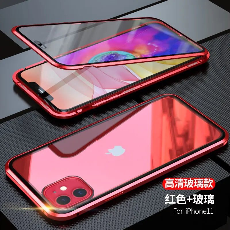 Double - Sided Glass Magnetic Phone Case for iPhone – Tempered Glass + Metal Frame, Privacy Anti - Peep - Whimsical Shoppe