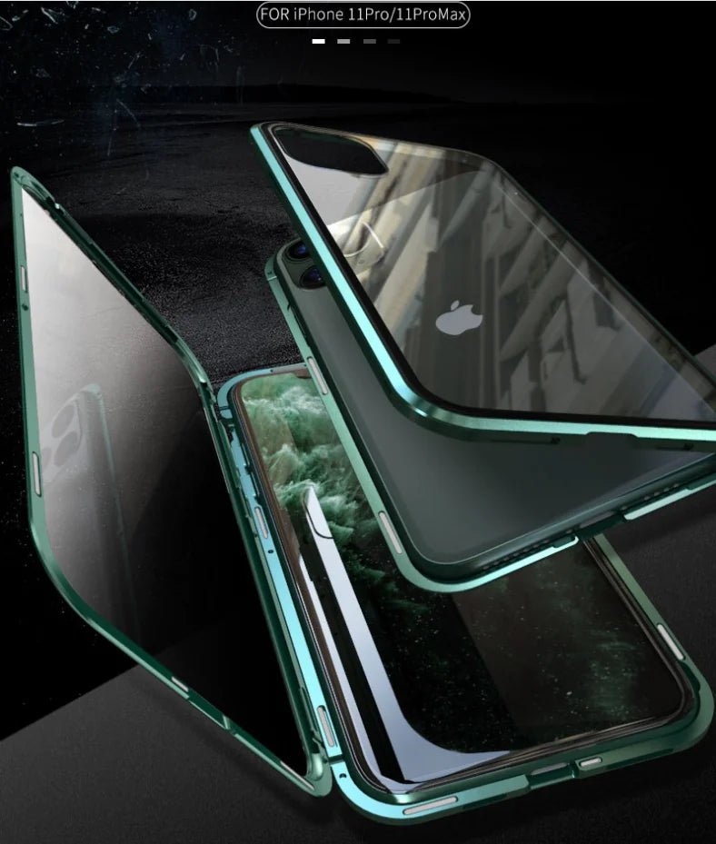 Double - Sided Glass Magnetic Phone Case for iPhone – Tempered Glass + Metal Frame, Privacy Anti - Peep - Whimsical Shoppe