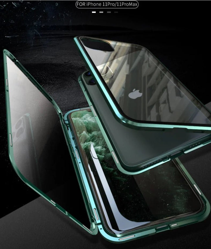 Double - Sided Glass Magnetic Phone Case for iPhone – Tempered Glass + Metal Frame, Privacy Anti - Peep - Whimsical Shoppe