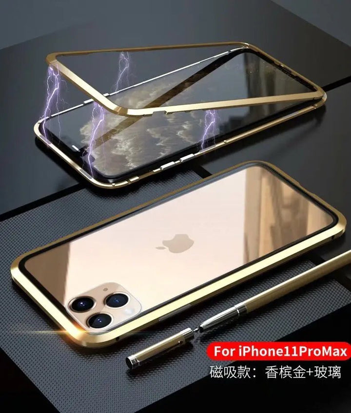 Double - Sided Glass Magnetic Phone Case for iPhone – Tempered Glass + Metal Frame, Privacy Anti - Peep - Whimsical Shoppe