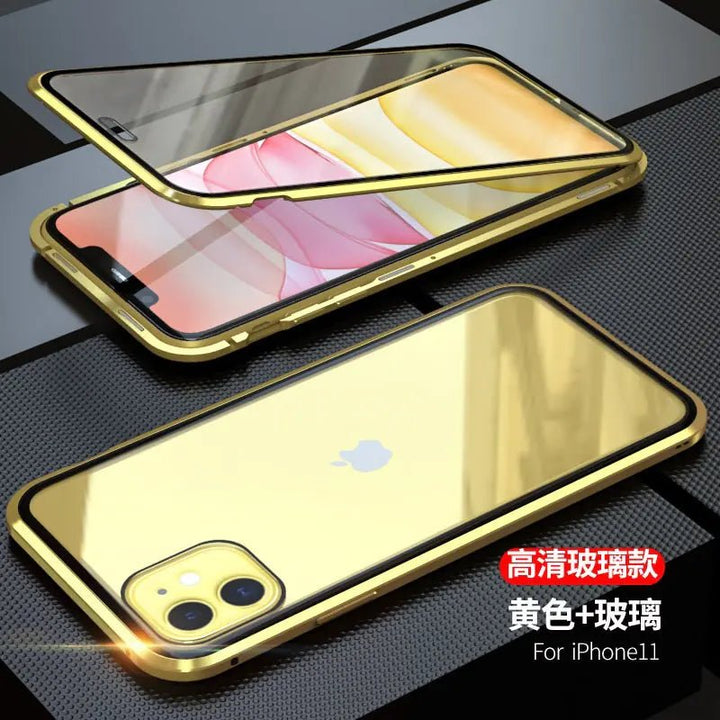Double - Sided Glass Magnetic Phone Case for iPhone – Tempered Glass + Metal Frame, Privacy Anti - Peep - Whimsical Shoppe