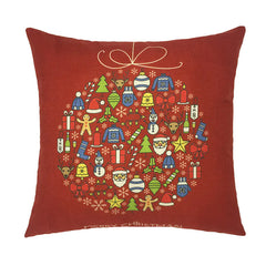 Christmas Santa & Reindeer Cotton Linen Pillow Cover (45x45cm)