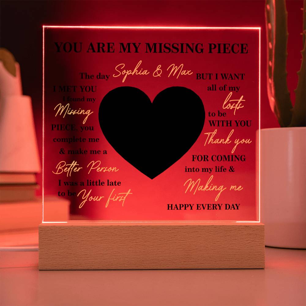Personalized Valentine Photo LED Acrylic Plaque – Custom Names & Picture Heart Light-Up Gift for Couples