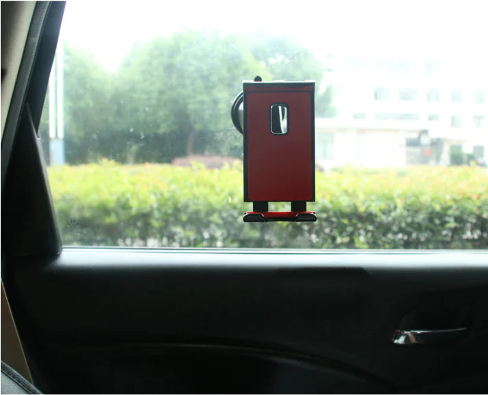 Universal Car Mount for Phones & Tablets – 360° Adjustable Dashboard Holder (4–12", Red/Black)