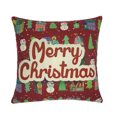 Christmas Santa & Reindeer Cotton Linen Pillow Cover (45x45cm)