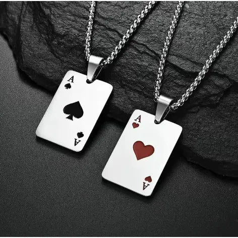 Stainless Steel Poker Card Necklace