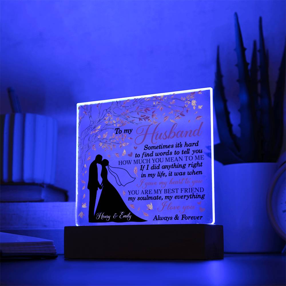 Romantic light up acrylic plaque Valentine gift